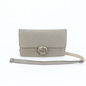 Gucci Interlocking GG Chain Shoulder Bag Bag gray leather shoulder
